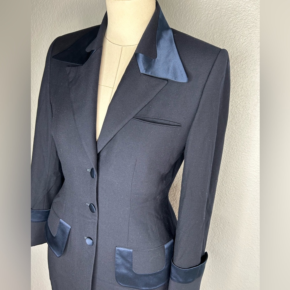 Vintage 90’s Richard Tyler wool satin jacket - Picture 3 of 10